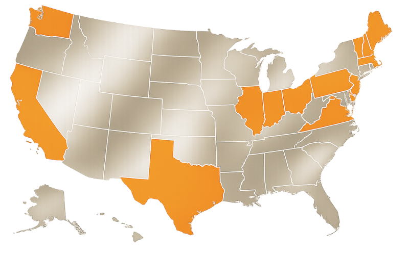 Mapa de áreas de servicio de Ambit Energy en Estados Unidos